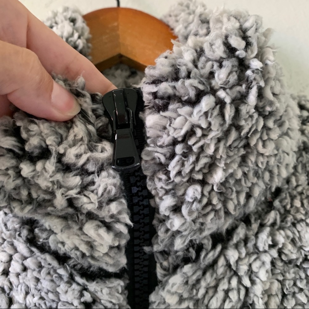 Gray With Black Trim Teddy Jacket - Picture 8 of 12